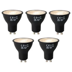 LUEDD Set mit 5 dimmbaren GU10 LED-Glühbirnen Schwarz 7W 430 lm 2700K