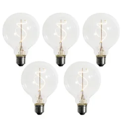 LUEDD Set mit 5 E27 dimmbare LED Spiral Filament G95 4W 270lm 2200K