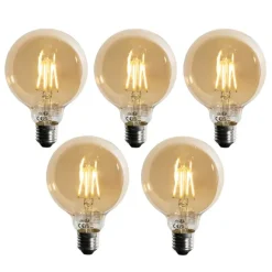LUEDD Set mit 5 E27 dimmbare LED-Glühbirne G95 5W 450lm 2700K