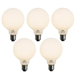 LUEDD Set mit 5 E27 dimmbare LED-Glühbirne Opal G95 5W 450lm 2700K
