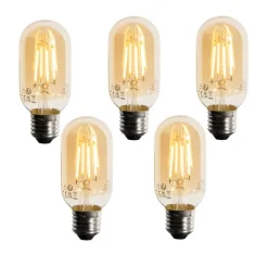 LUEDD Set mit 5 E27 dimmbare LED-Lampe Gold T45 4W 300 lm 2200K