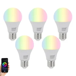 LUUMR Set mit 5 E27 Dimmbare LED-Lampen A60 Opal 9W 806lm 2700-6500K