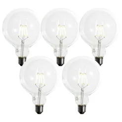 LUEDD Set mit 5 E27 dimmbare LED-Spiral-Glühfadenlampe G125 5W 450lm 2200K