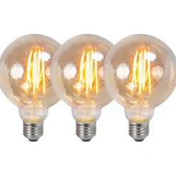 LUEDD Set mit 3 E27 dimmbaren LED-Lampen G95 Rauch 5W 380 lm 2200K