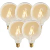 LUEDD Set mit 5 E27 dimmbaren LED-Lampen G125 Gold 5W 450 lm 2200K