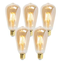 LUEDD Set mit 5 E27 dimmbaren LED-Lampen ST64 Goldline 5W 380 lm 2200K