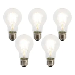 LUEDD Set mit 5 E27 LED Filament Glühbirnen A60 Dämmerungssensor 4W 470lm 2700K