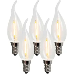 LUEDD Set mit 5 E14 LED-Filament-Kerzenlampen BXS35 1W 100LM 2200K