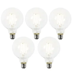 LUEDD Set mit 5 E27 LED-Glühbirnen G95 klar 2,2W 470lm 2700K