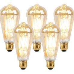 LUEDD Set mit 5 E27 LED-Lampen, dimmbar bis warmes Gold, 8 W, 806 lm, 2000-2700 K