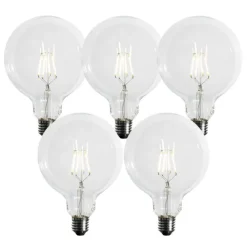 LUEDD Set mit 5 E27 3-Stufen dimmbare LED Spiral Filament G125 4W 450lm 3000K
