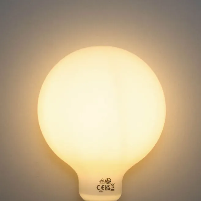 LUEDD Set mit 5 E27 3-Stufen dimmbare LED-Glühbirne Opal G125 4W 450lm 2700K