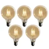 LUEDD Set mit 5 E27 3-Stufen dimmbare LED-Glühbirne Gold G95 4W 450lm 2700K