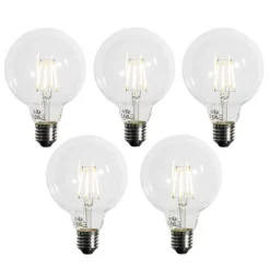 LUEDD Set mit 5 E27 3-Stufen dimmbare LED-Glühbirne G95 4W 450lm 3000K