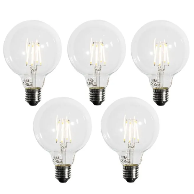 LUEDD Set mit 5 E27 3-Stufen dimmbare LED-Glühbirne G95 4W 450lm 3000K