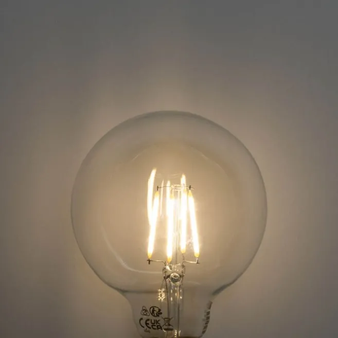 LUEDD Set mit 5 E27 3-Stufen dimmbare LED-Glühbirne G95 4W 450lm 3000K