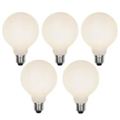 LUEDD Set mit 5 E27 3-stufig dimmbare LED-Lampe G95 Milchglas 5W 550 lm 2700K