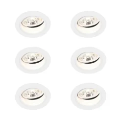 QAZQA Set mit 6 Einbaupunkt weiß einstellbar rund - Spannfutter 70