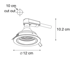 QAZQA Set mit 6 Einbaupunkt weiß einstellbar rund - Spannfutter 70