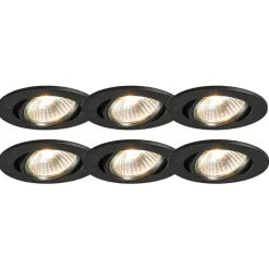 QAZQA Set mit 6 Einbauspots schwarz neigbar - Cisco