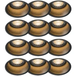 QAZQA Set mit 12 Einbauspots schwarz rund - Dept
