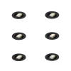 QAZQA Set mit 6 Einbauspots schwarz schwenkbar 6,5 cm inkl. LED IP54 Ultra Slim - Pupil