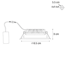 QAZQA Set mit 6 Einbauspots schwarz schwenkbar 6,5 cm inkl. LED IP54 Ultra Slim - Pupil