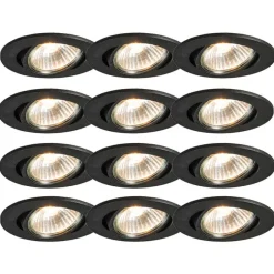 QAZQA Set mit 12 Einbauspots schwarz neigbar - Cisco