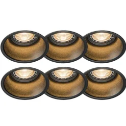 QAZQA Set mit 6 Einbauspots schwarz rund - Dept