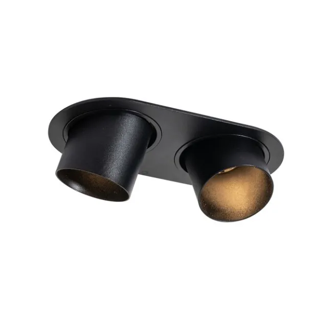 QAZQA Set mit 6 Einbauspots schwarz GU10 50mm 2-flammig - Installa