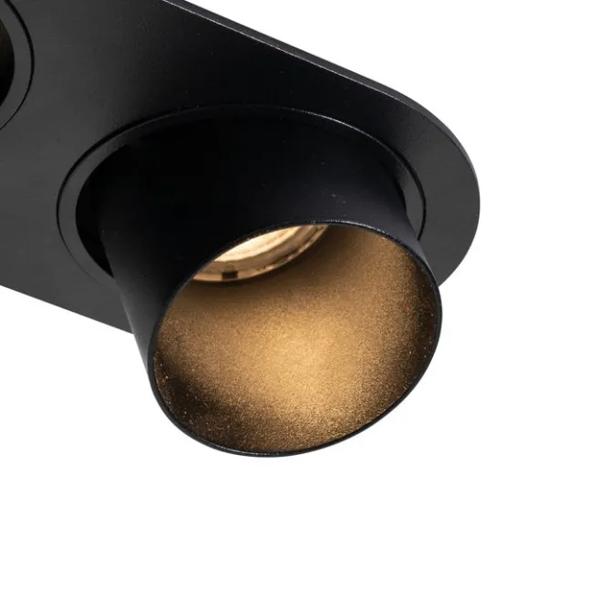 QAZQA Set mit 6 Einbauspots schwarz GU10 50mm 2-flammig - Installa