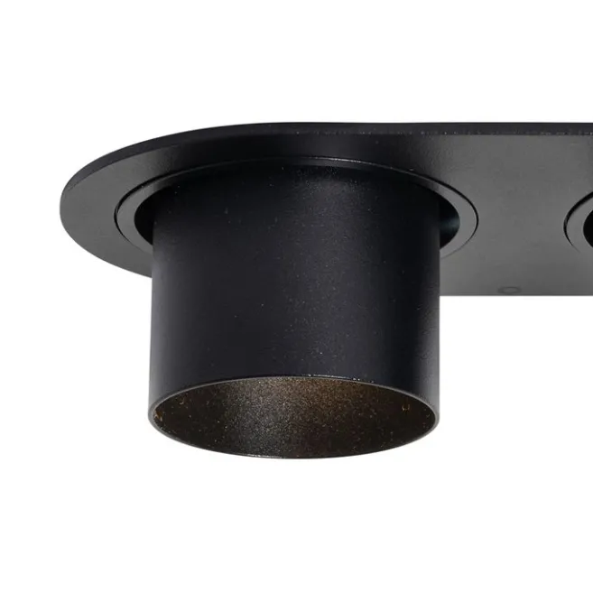 QAZQA Set mit 6 Einbauspots schwarz GU10 50mm 2-flammig - Installa