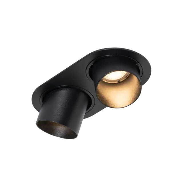 QAZQA Set mit 6 Einbauspots schwarz GU10 50mm 2-flammig - Installa