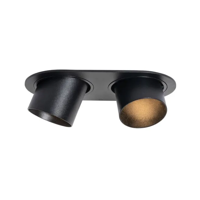 QAZQA Set mit 6 Einbauspots schwarz GU10 50mm 2-flammig - Installa