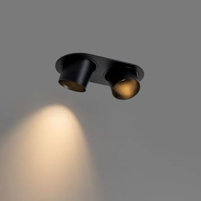 QAZQA Set mit 6 Einbauspots schwarz GU10 50mm 2-flammig - Installa