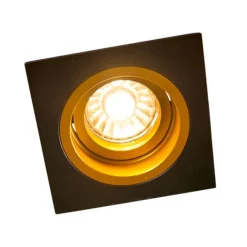 QAZQA Set mit 6 Einbauspots Schwarz mit Gold 9,3 cm Drehbar und Kippbar - Chuck