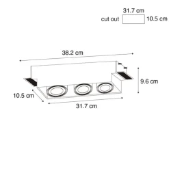 QAZQA Set mit 6 Einbauspots weiß GU10 AR70 Trimless 3-Licht - Oneon