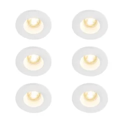 QAZQA Set mit 6 Einbauspots weiß 13 cm rund - Gypsy Stucco