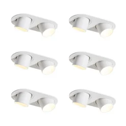 QAZQA Set mit 6 Einbauspots weiß GU10 35mm neigbar 2-Licht - Installa