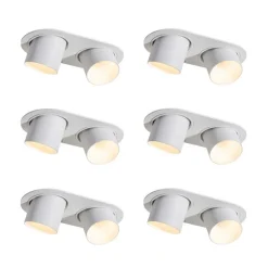 QAZQA Set mit 6 Einbauspots weiß GU10 50mm 2-flammig - Installa