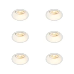 QAZQA Set mit 6 Einbaustrahler weiß dreh- und neigbar - Legierung