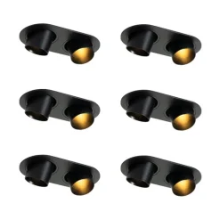 QAZQA Set mit 6 Einbaustrahlern schwarz GU10 35mm neigbar 2-Licht - Installa
