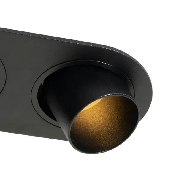 QAZQA Set mit 6 Einbaustrahlern schwarz GU10 35mm neigbar 2-Licht - Installa