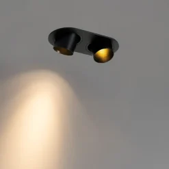 QAZQA Set mit 6 Einbaustrahlern schwarz GU10 35mm neigbar 2-Licht - Installa