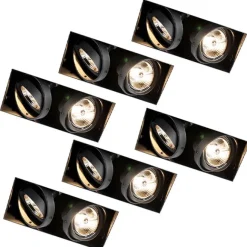 QAZQA Set mit 6 Einbaustrahlern, schwarz, GU10, AR70, randlos, 2-flammig – Oneon