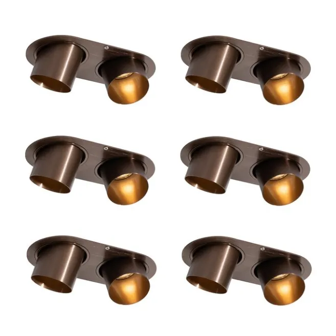 QAZQA Set mit 6 Einbaustrahlern Dunkelbronze GU10 50mm 2-Licht - Installa