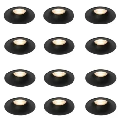QAZQA Set mit 12 Einbaustrahlern schwarz GU10 50mm - Gijs