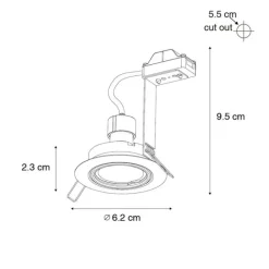 QAZQA Set mit 6 Einbaustrahlern weiß GU10 35mm - Edu