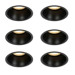 QAZQA Set mit 6 Einbaustrahlern schwarz GU10 50mm IP44 - Dept