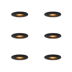 QAZQA Set mit 6 Einbaustrahlern schwarz verstellbar - Ude Honey